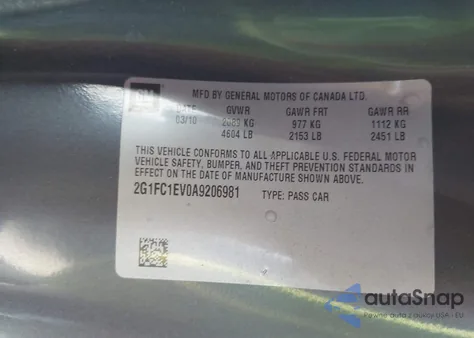 2010 Chevrolet Camaro 2Lt z USA, uszkodzony, nr VIN 2G1FC1EV0A9206981